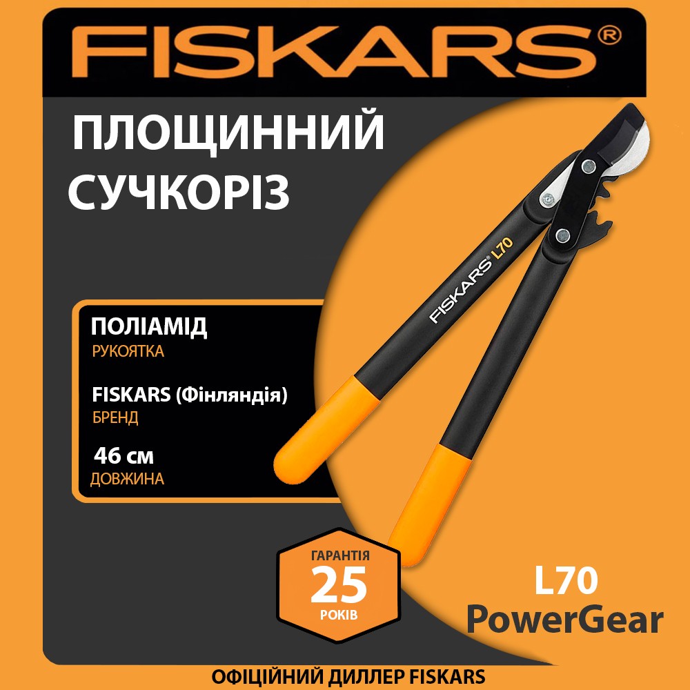 Сучкоріз площинний Fiskars PowerGear S L70 46 см 460 г посилений